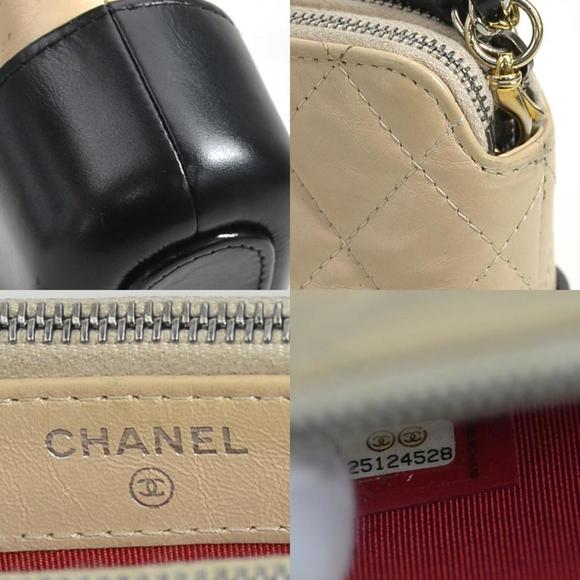 CHANEL Shoulder Bag Gabriel Leather Beige Black Silver Gold e58786i - Picture 5 of 5